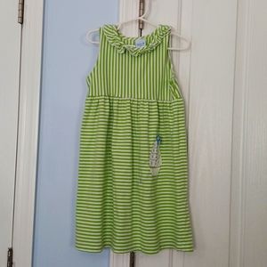 EUC Bailey Boys Girls 6x Green and White Stripped Casual Dress
